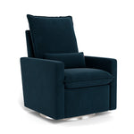 Navy Blue Velvet / Brushed Silver Swivel Base - Monte Design Cortina Glider Recliner - Performance