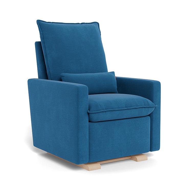 Surf Blue Velvet / Maple Base - Monte Design Cortina Glider Recliner - Performance