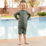 Current Tyed Clothing UV Sunsuit - Solid Dark Green Ribbed Lifestyle 2