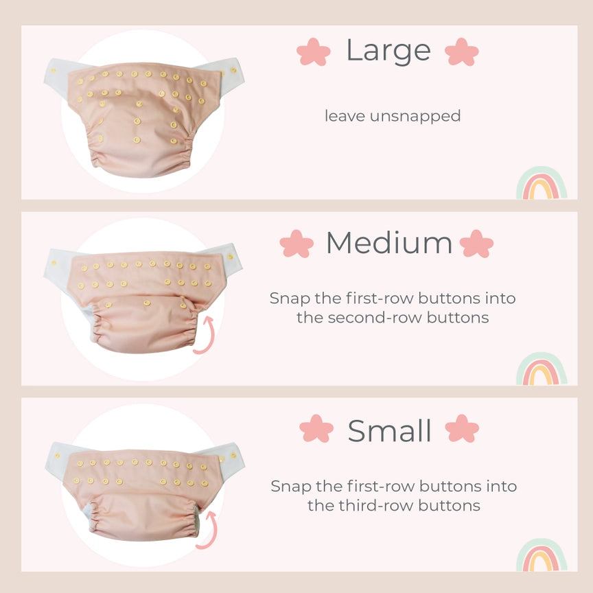 KaWaii Baby One Size Reusable Snap Cloth Diaper Bamboo Bundle - Size & Fit Guide