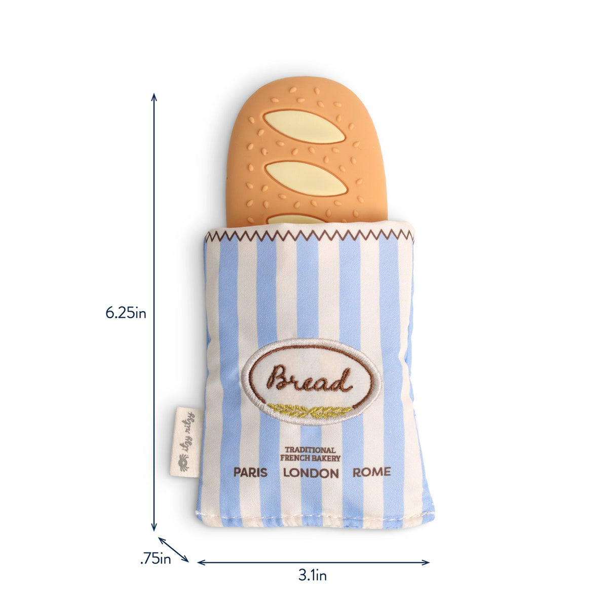 Itzy Ritzy Baguette Teensy Crinkle™ Teether Toy - Measurements