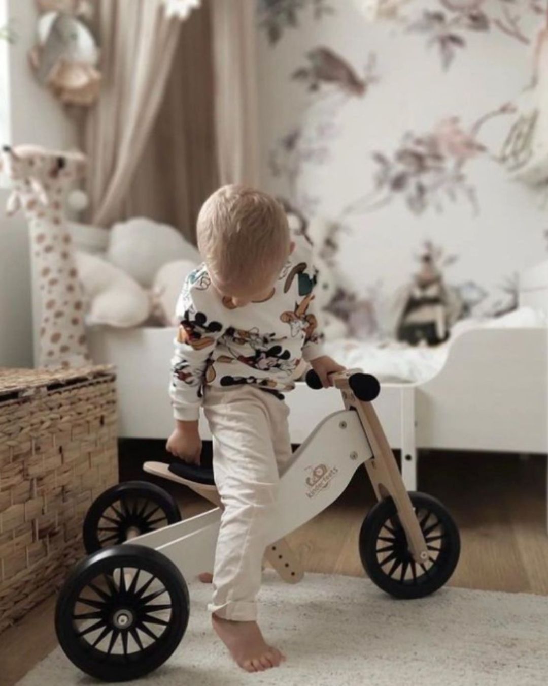 Kinderfeets Tiny Tot 2-in-1 Tricycle/Balance Bike - Cream Lifestyle