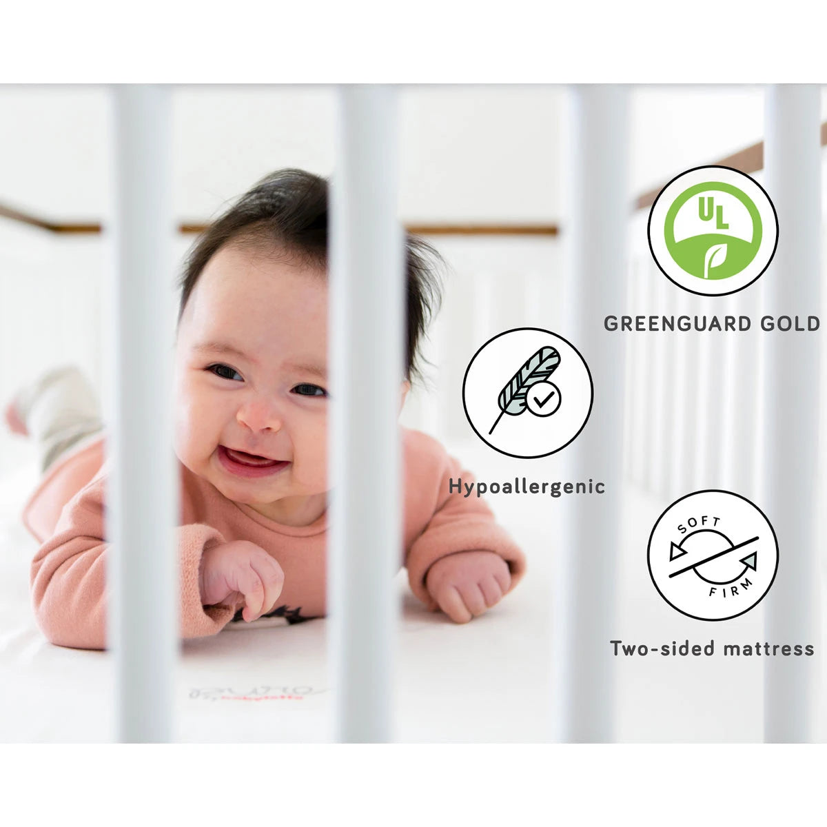 Babyletto Pure Core Non-Toxic Crib Mattress with Dry Waterproof Cover Features