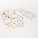 Huggalugs Bitty Blooms Cardigan Sweater - Blush & White