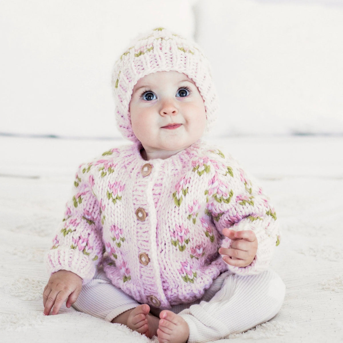 Huggalugs Bitty Blooms Blush Cardigan Sweater Lifestyle 3