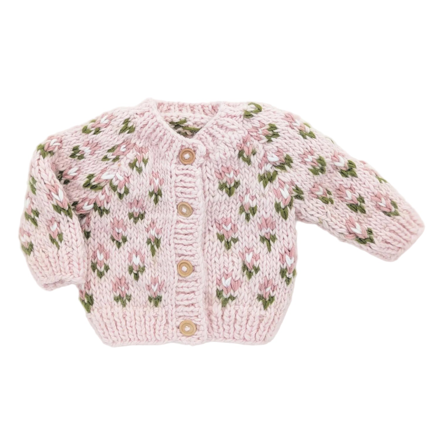 Huggalugs Bitty Blooms Blush Cardigan Sweater