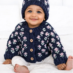 Huggalugs Bitty Blooms Indigo Cardigan Sweater - Lifestyle 2