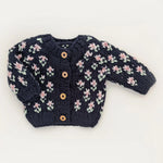 Huggalugs Bitty Blooms Indigo Cardigan Sweater