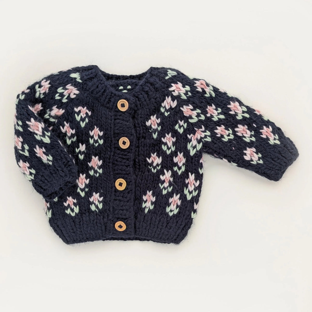 Huggalugs Bitty Blooms Indigo Cardigan Sweater