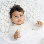 Lulujo Cotton Muslin Swaddle Blanket 2 PK - Bows & Rose Trellis Lifestyle