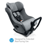 Clek Fllo Convertible Car Seat Vintage Ziip Flame Retardant Free - extended rear facing usage