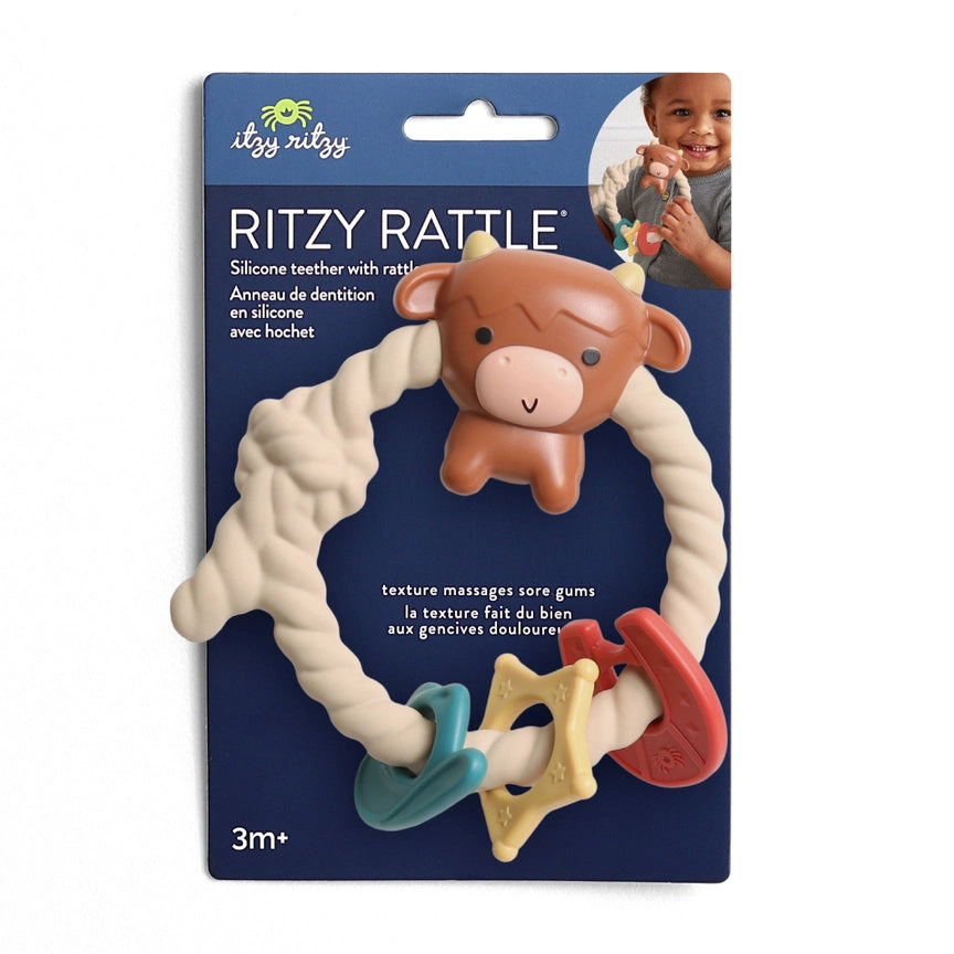 Itzy Ritzy Ritzy Rattle Silicone Teether Rattle - Giftable Packaging