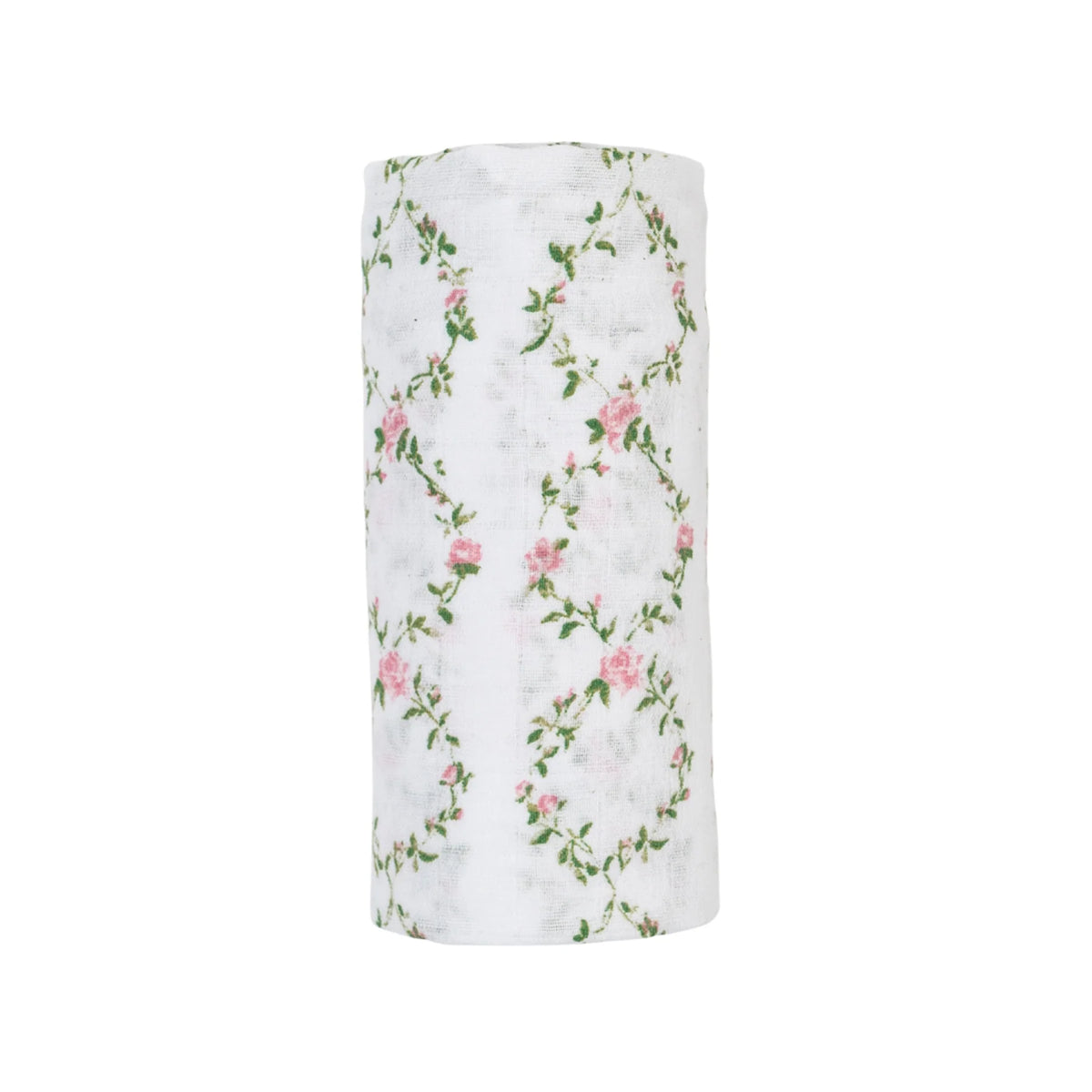 Lulujo Muslin Swaddle Blanket - Rose Trellis Rolled
