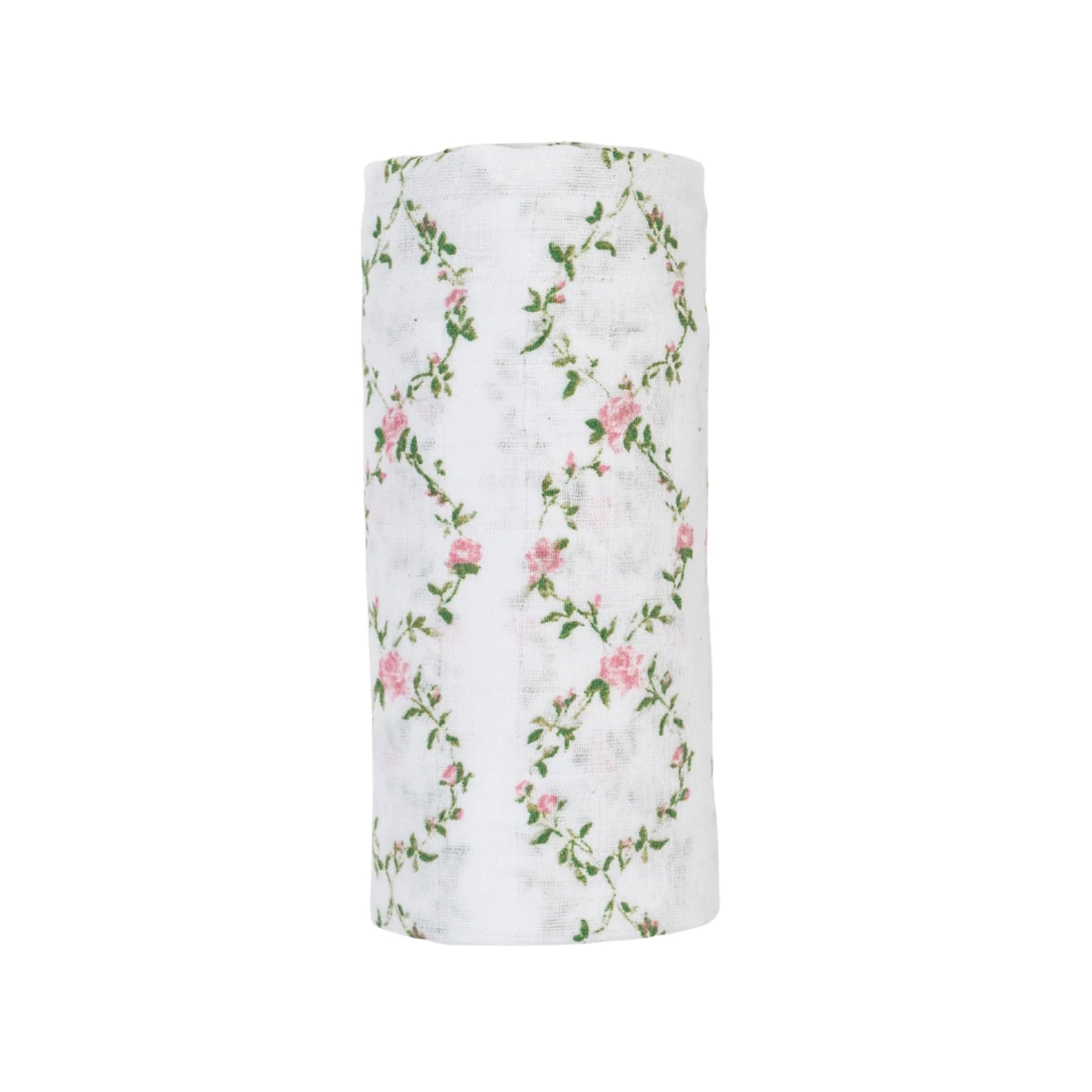 Lulujo Muslin Swaddle Blanket - Rose Trellis Rolled