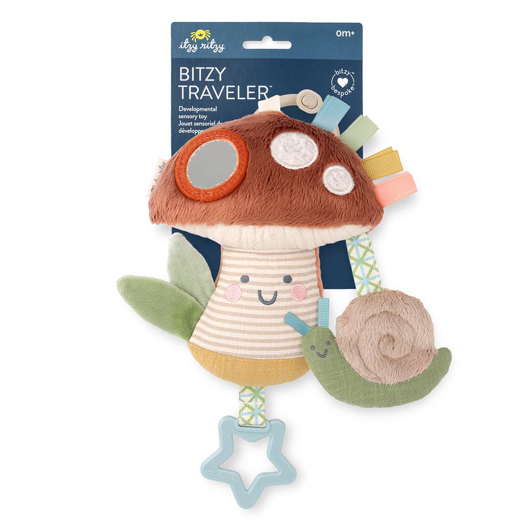 Itzy Ritzy Bitzy Traveler™ Plush Activity Toy with Teether - Mushroom Packaging