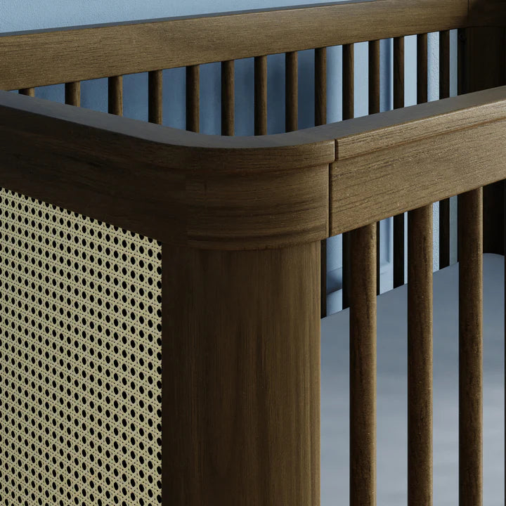 Natural Walnut / Blonde Cane - Namesake Marin with Cane 3-in-1 Convertible Crib - Cane Detail