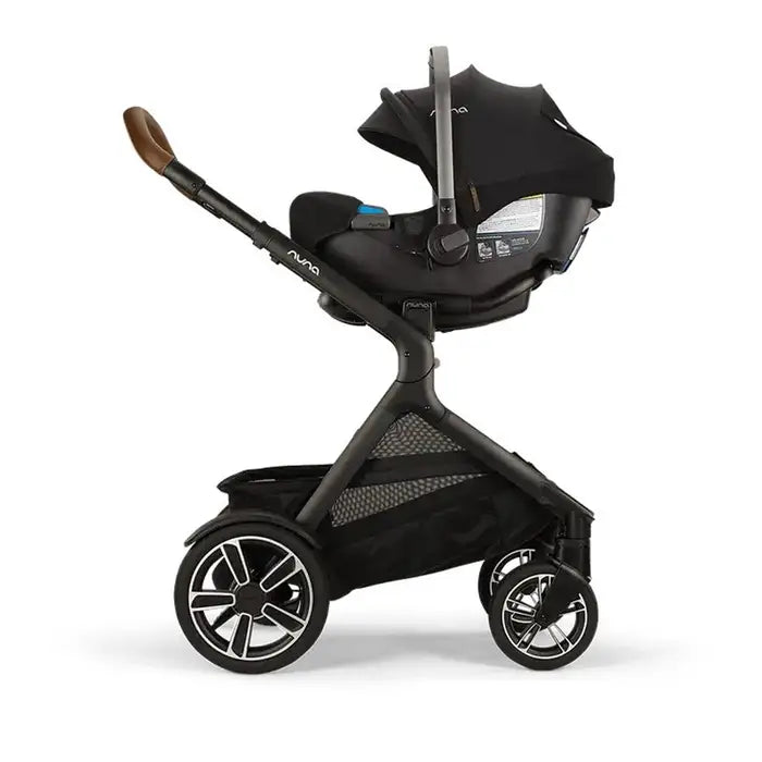 DEMI™ Next Stroller with Rider Board - Caviar with Infant Carseat Attached