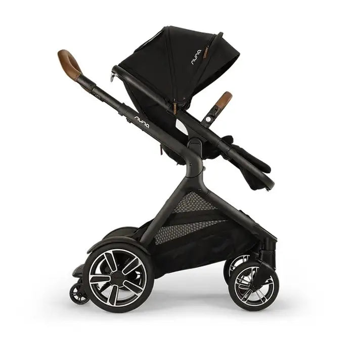 DEMI™ Next Stroller with Rider Board - Caviar Side Profile with Rider Board.   