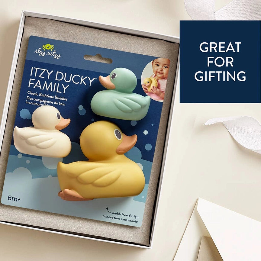 Itzy Ritzy Itzy Ducky Family Bath Toy Set Perfect for gifting & for baby registries or baby shower gifts