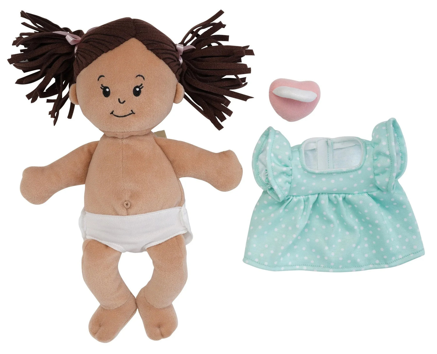 Manhattan Toy Love, Stella Doll - Beige with Brown Pigtails Doll and Included Accessories