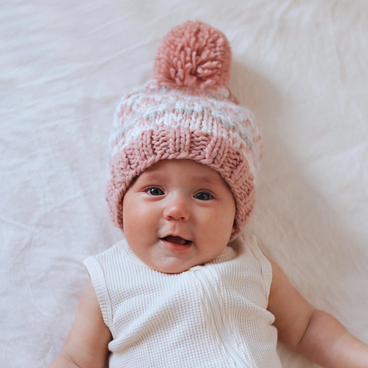 Huggalugs Fairisle Rosy Beanie Hat Lifestyle 3