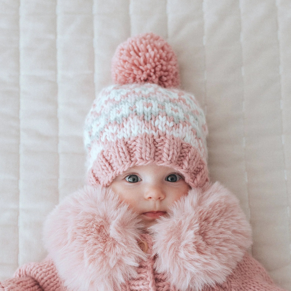 Huggalugs Fairisle Rosy Beanie Hat Lifestyle 1
