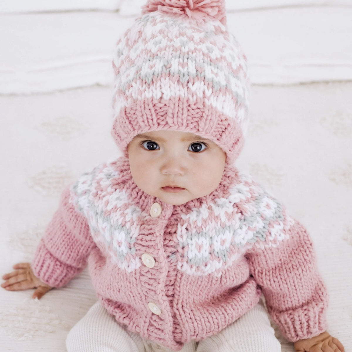 Huggalugs Fairisle Rosy Cardigan Sweater - Lifestyle 2