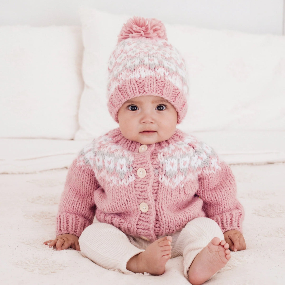 Huggalugs Fairisle Rosy Cardigan Sweater - Lifestyle 1