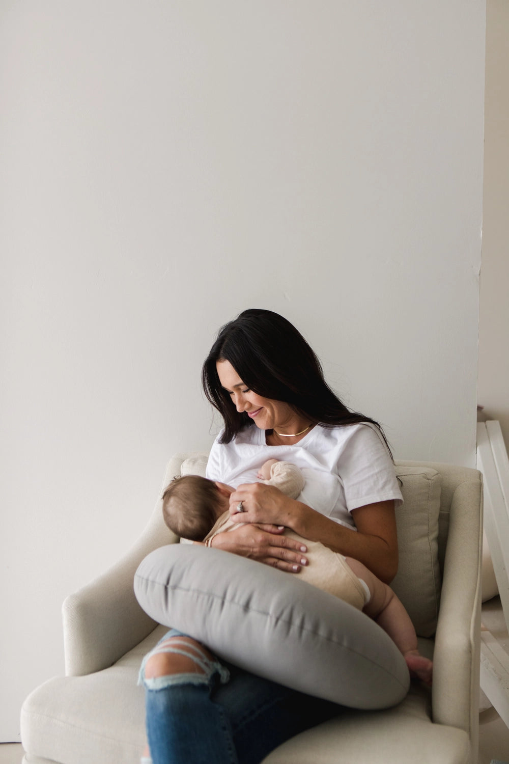 Snuggle Me Organic Feeding + Support Pillow - Stone Lifestyle 3
