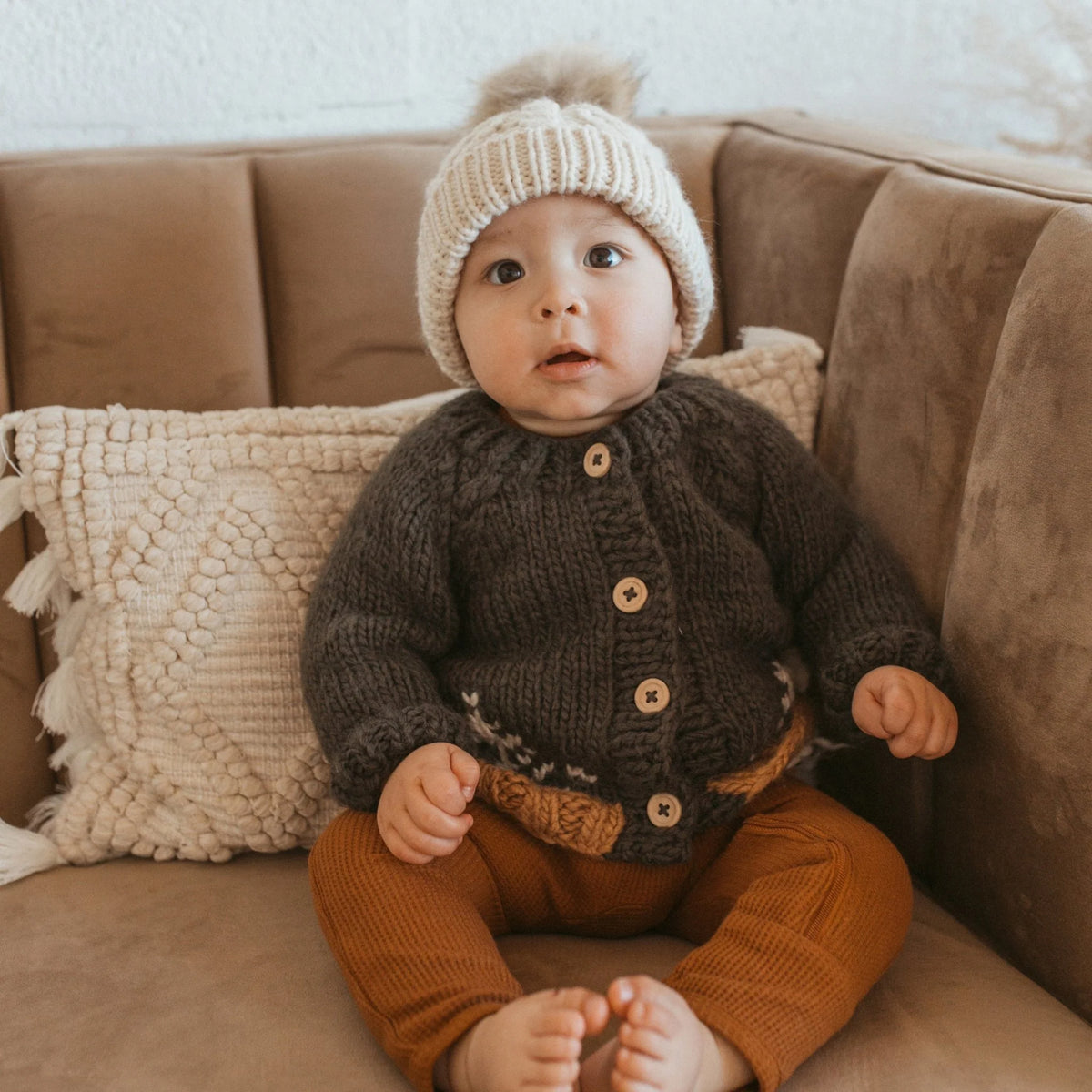 Huggalugs Forest Cardigan Sweater - Loden Green - Lifestyle 1