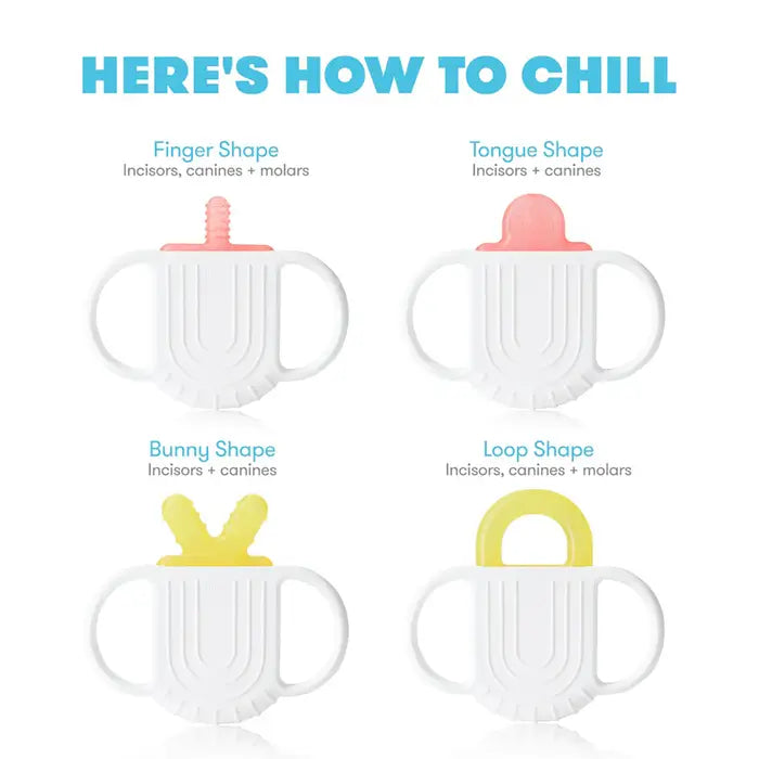 Frida Baby Not-Too-Cold-To-Hold Teether 4 Shapes to Soothe Painful Gums