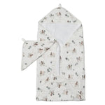 Loulou Lollipop Hooded Towel and Washcloth Set - Bears on Bikes