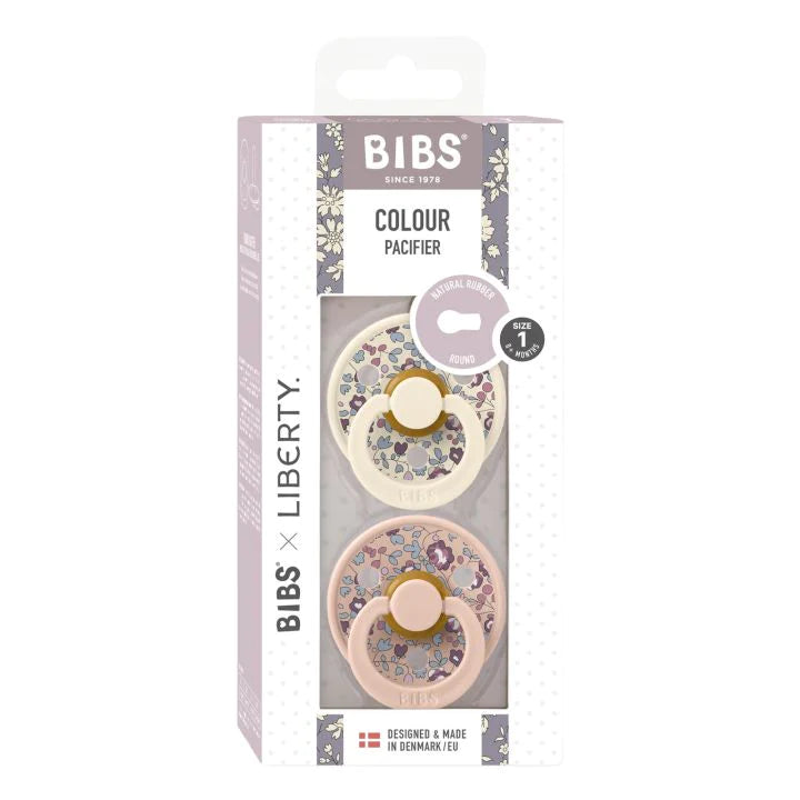 BIBS x Liberty Colour Pacifier 2 Pack - Eloise Blush Mix Packaged