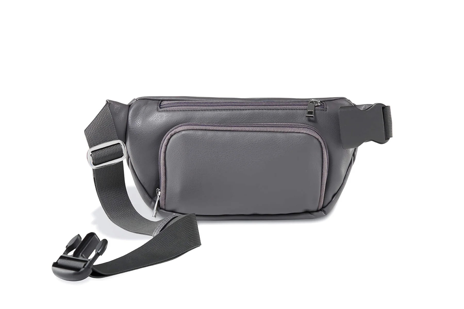 Kibou Vegan Leather Fanny Pack Diaper Bag - Charcoal Grey 5