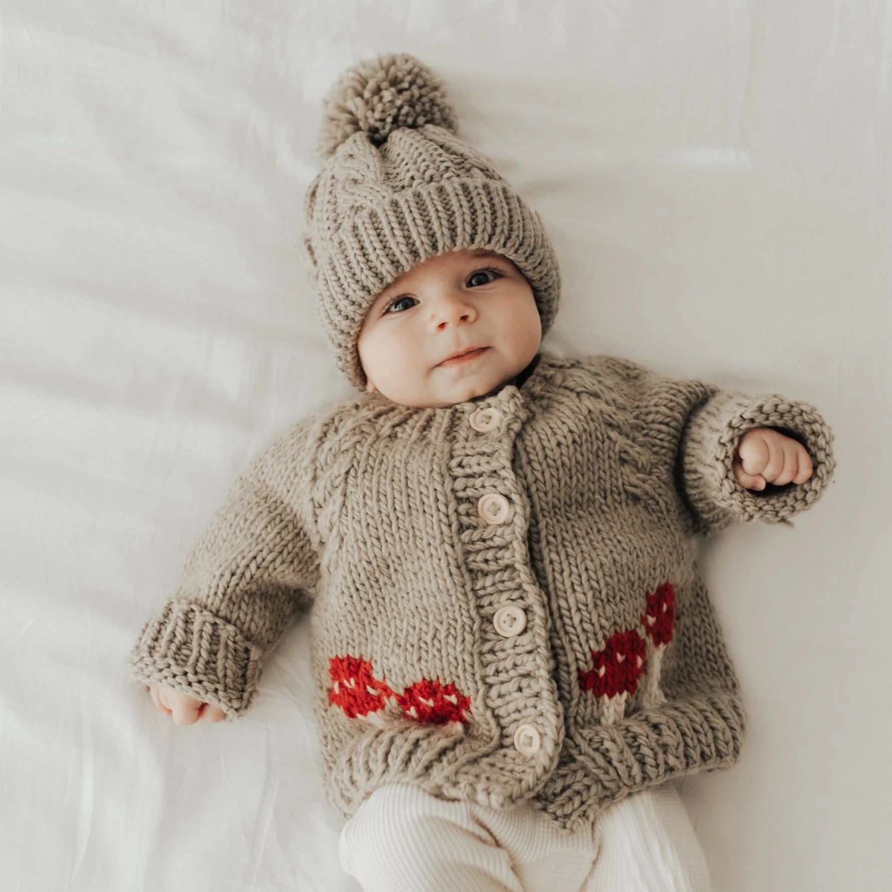 Huggalugs Mushroom Cardigan Sweater - Pebble Lifestyle 1
