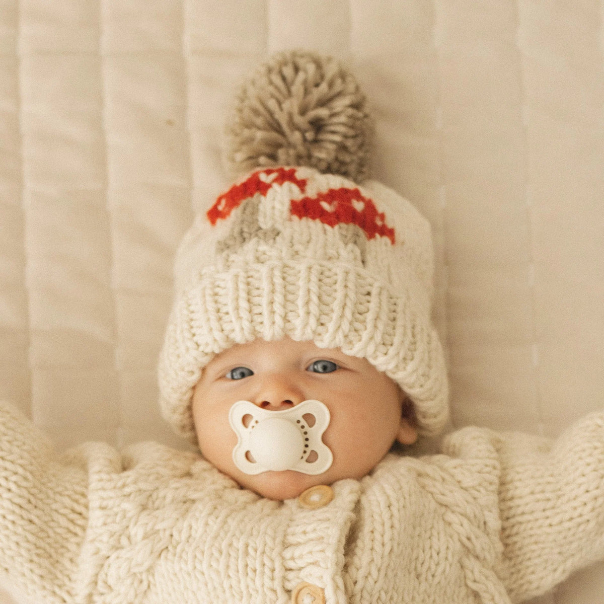 Natural - Huggalugs Mushroom Beanie Hat Lifestyle