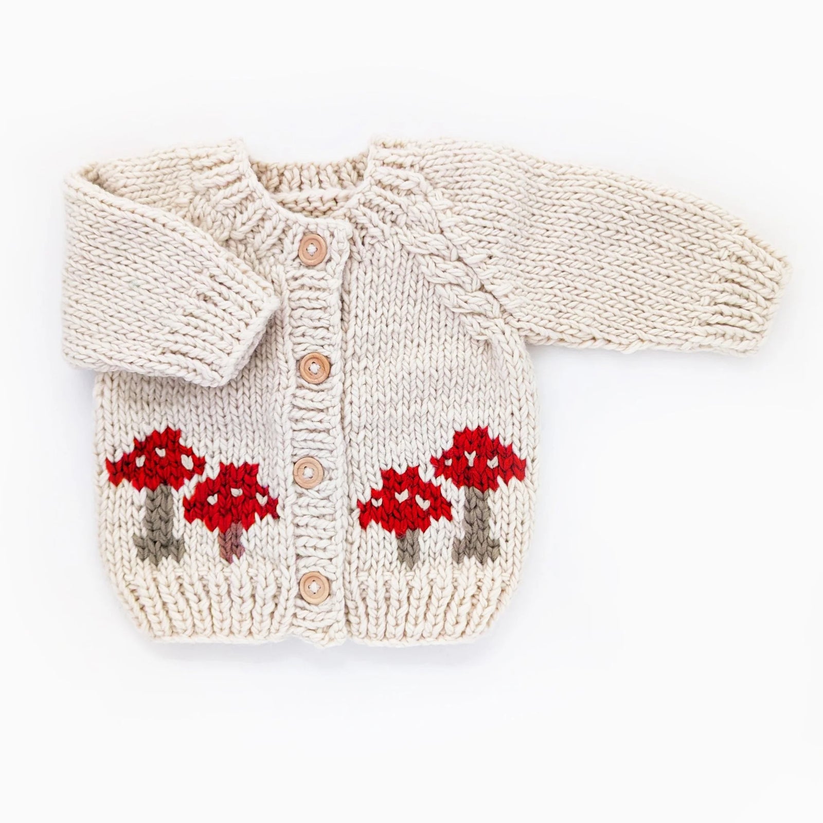 Huggalugs Mushroom Cardigan Sweater - Natural