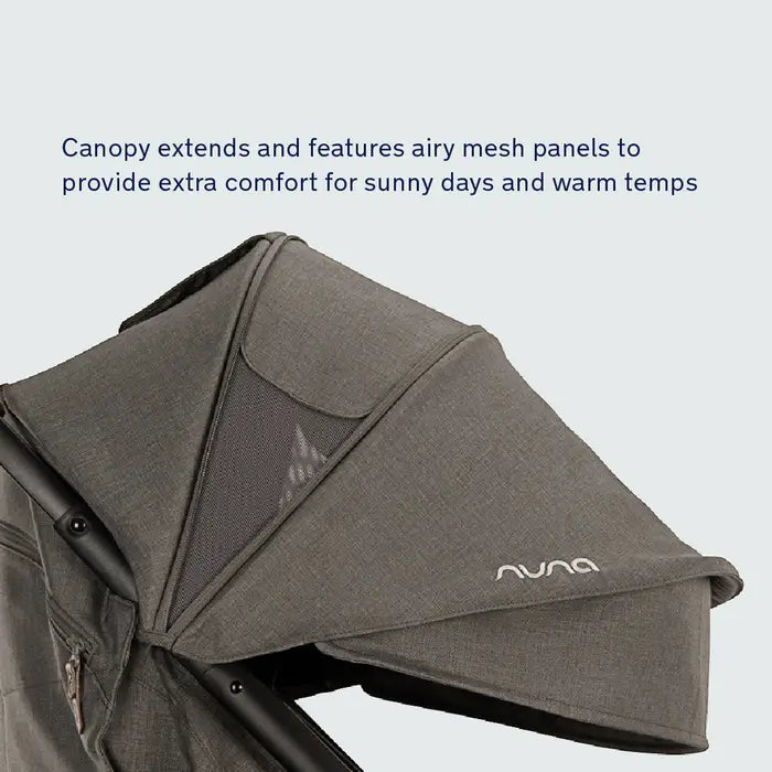 Nuna TRVL lx Stroller - Granite Extendable Canopy with Breathable Mesh