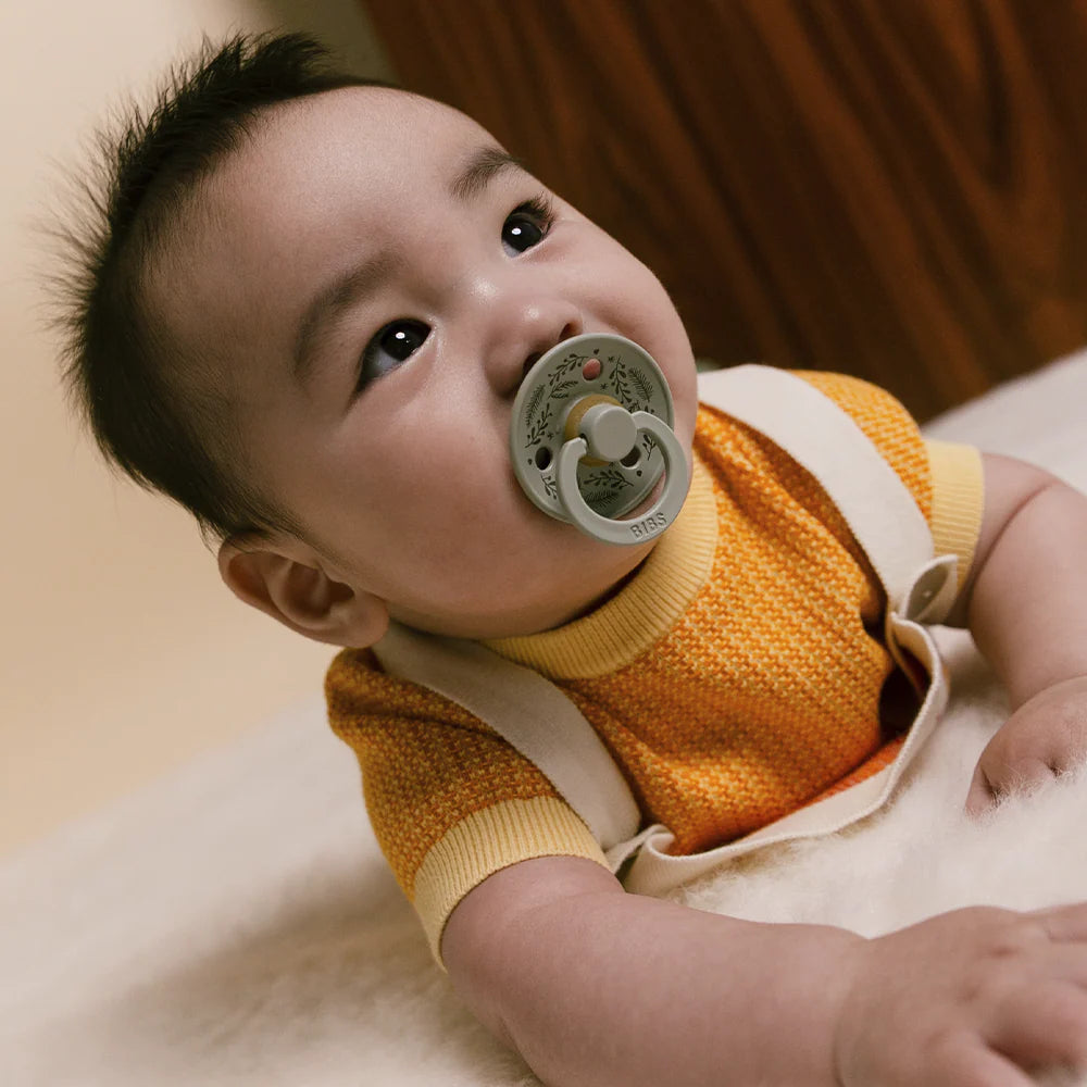 BIBS Pacifier Special Edition 2 Pack - Sage & Hunter Green Leaf Lifestyle