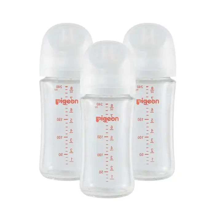 Pigeon Glass Bottle 3 PK (8oz with Medium/3M+ Nipple) Stage 3