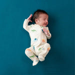 Kyte Baby Zippered Footie Ecru Roar - Lifestyle