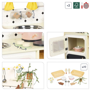Janod Big Equipped Wooden Play Kitchen Lifestyle Features & Contents
