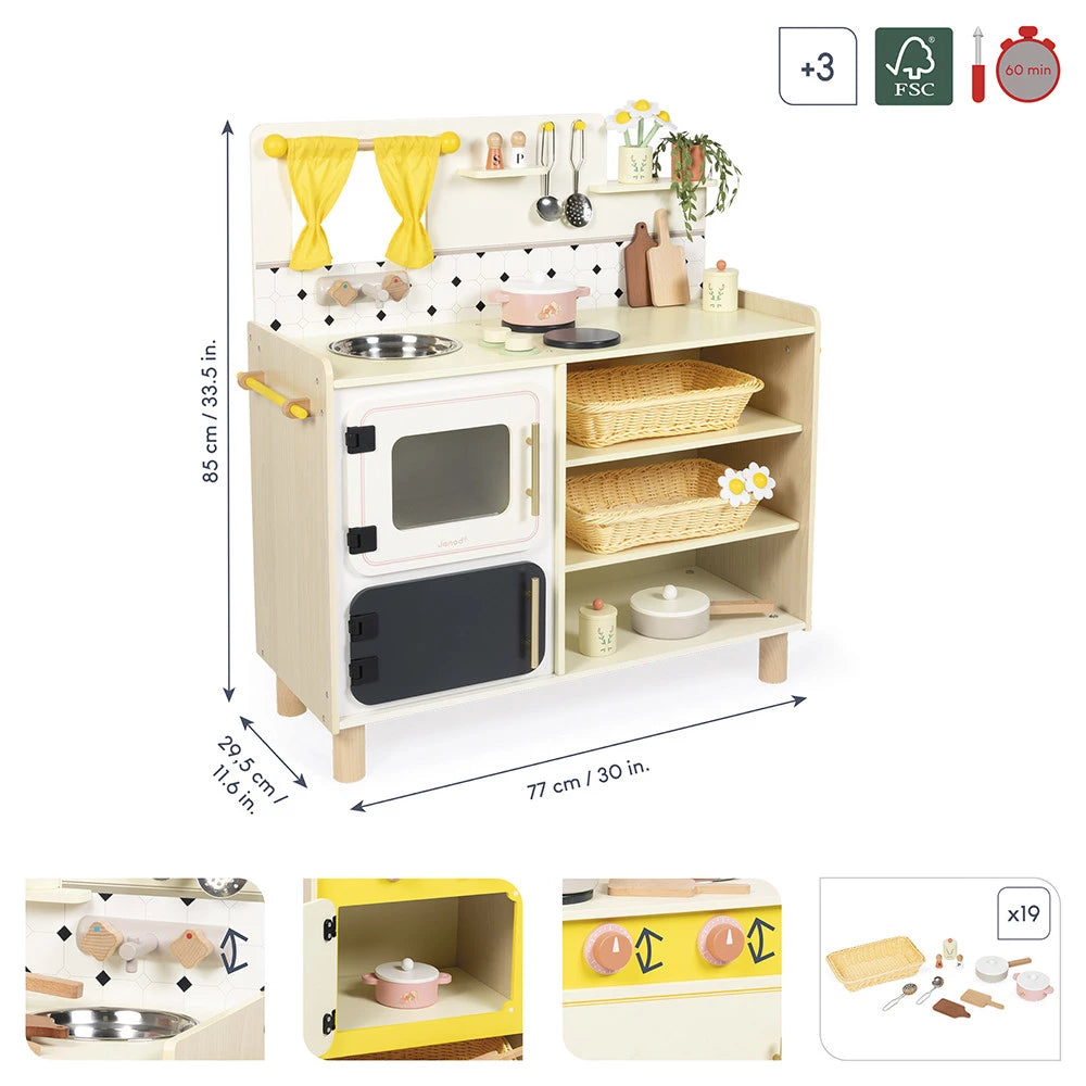 Janod Big Equipped Wooden Play Kitchen Dimensions