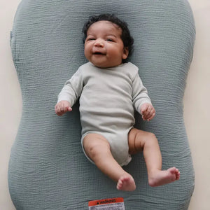 Snuggle Me Organic Curve Lounger Muslin Cover - Slate Lifestyle 1