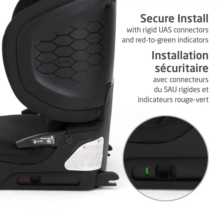 Maxi-Cosi Tanza Belt-Positioning Booster Car Seat Secure UAS Install with Rigid UAS Red to Green Indicators
