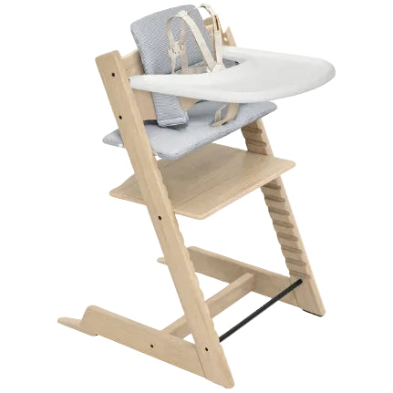 Oak Natural / Nordic Grey Cusion - Stokke Tripp Trapp® High Chair² and Cushion² with Stokke® Tray (Complete)