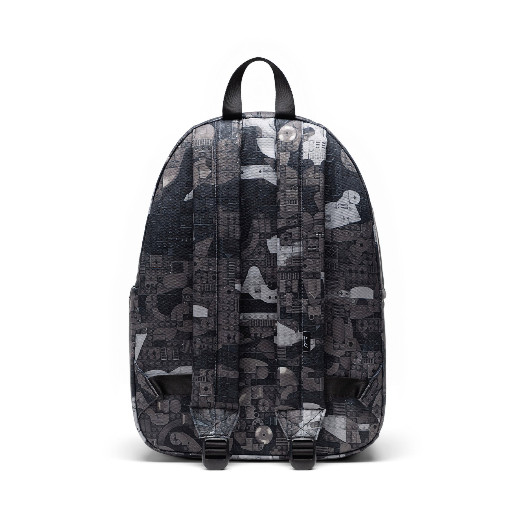 Herschel LEGO® Collection Classic Backpack - Abstract Bricks Black Back View with Shoulder Straps