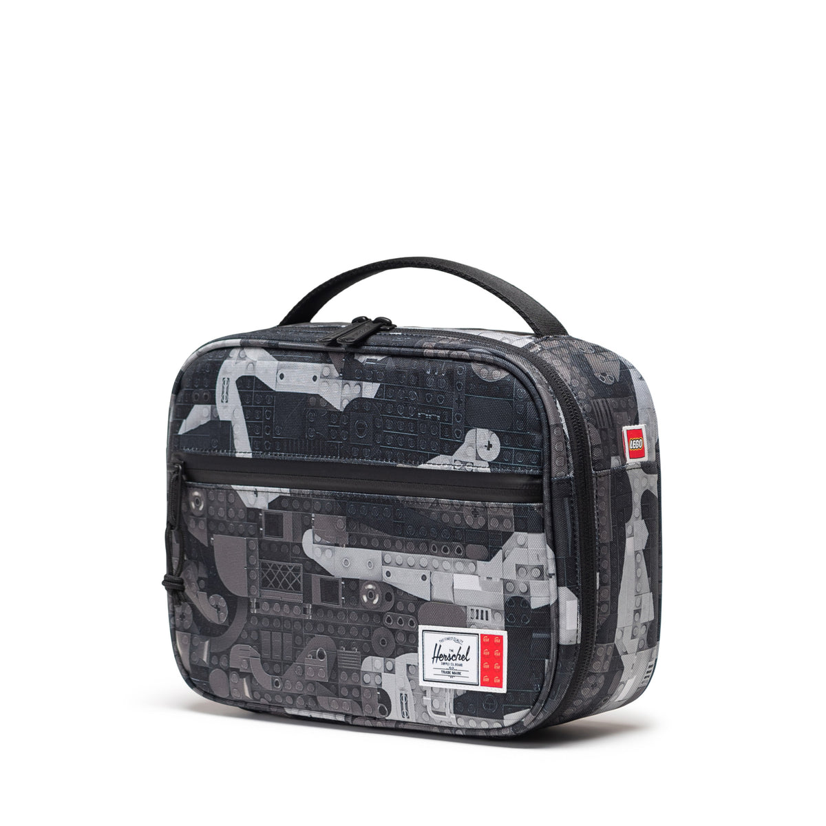 Herschel Pop Quiz LEGO® Collection Lunch Box - Abstract Blocks Black Side Angle View