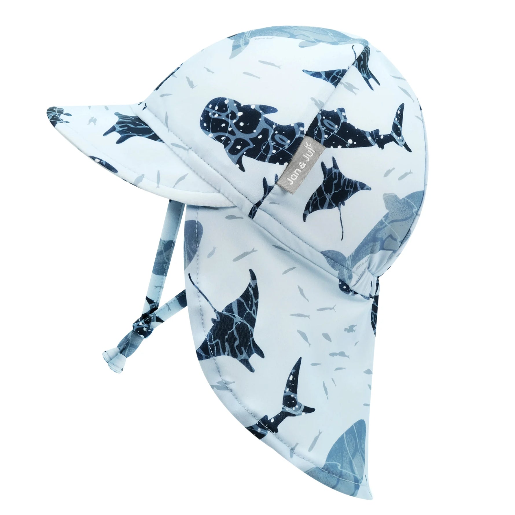 Jan & Jul Sun Soft UV Baby Cap - Whale Play - Side View