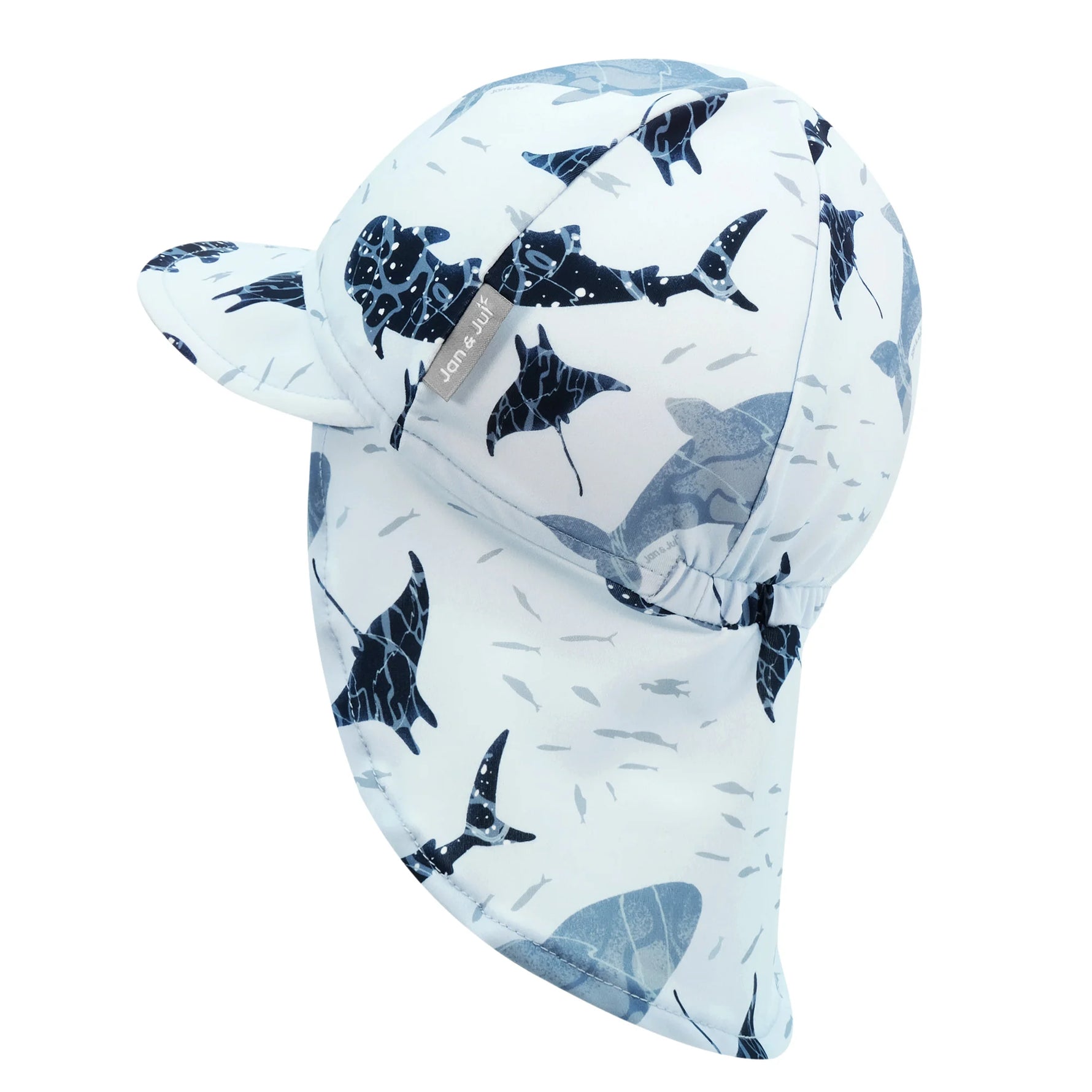 Jan & Jul Sun Soft UV Baby Cap - Whale Play - Back View